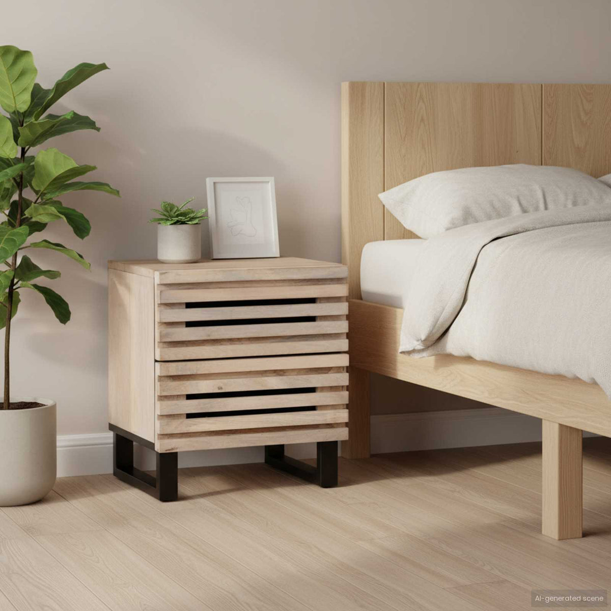 Bedside Cabinet 40x34x46 cm Solid Wood Bleached Mango