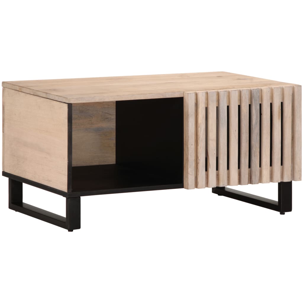 Coffee Table White 80x51x40 cm Solid Wood Mango