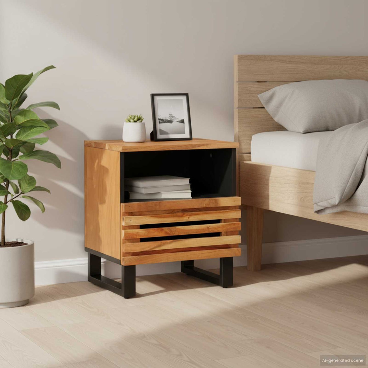 Bedside Cabinet 40x34x46 cm Solid Wood Acacia