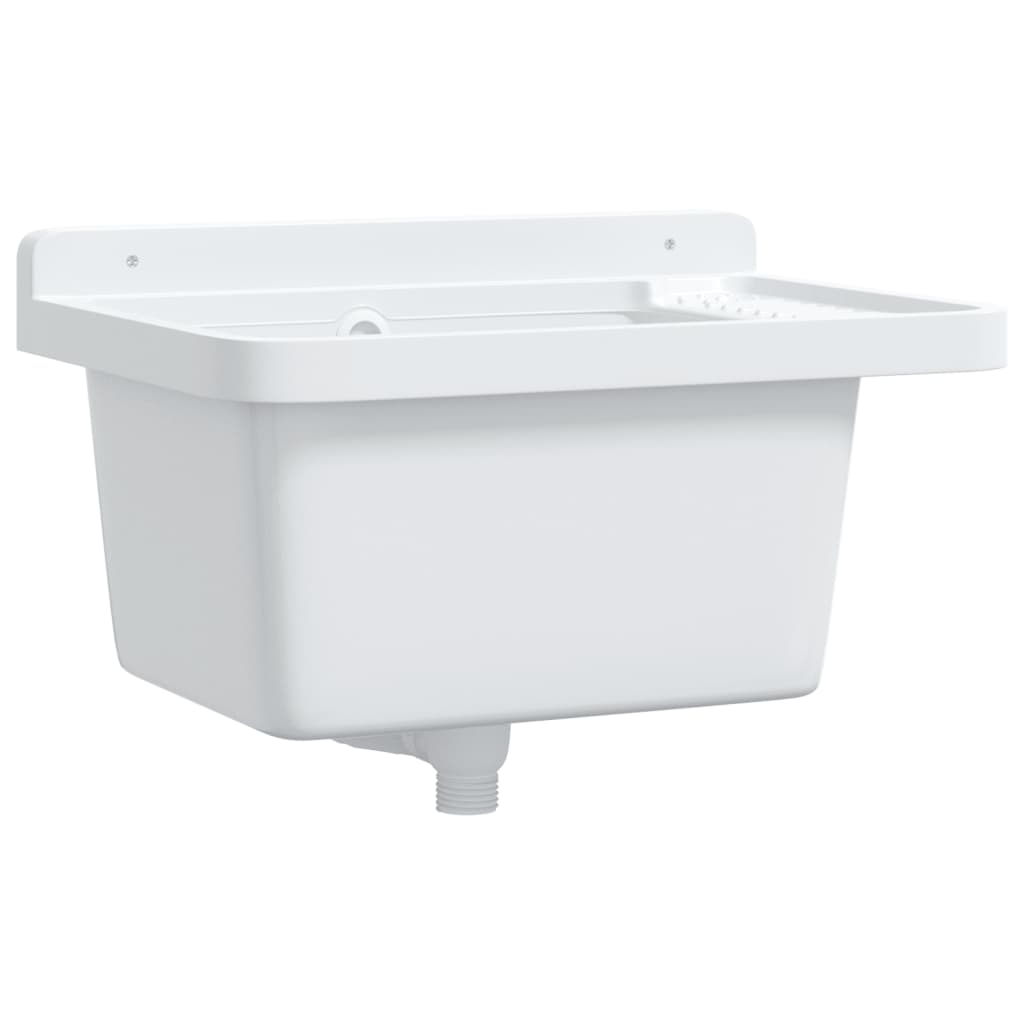 vidaXL Sink Washbasin for Wall Mounting White 50x35x24 cm Resin