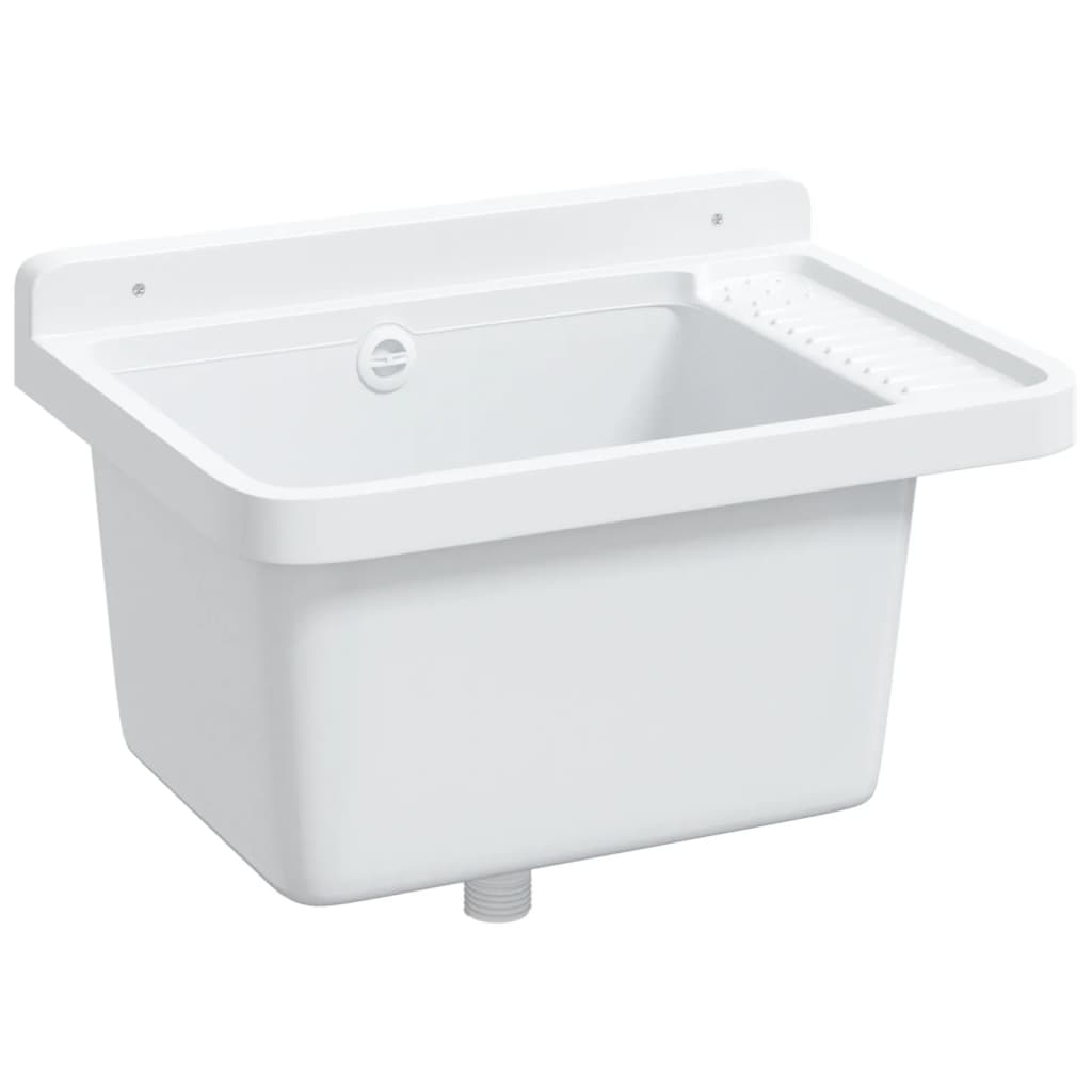 vidaXL Sink Washbasin for Wall Mounting White 50x35x24 cm Resin