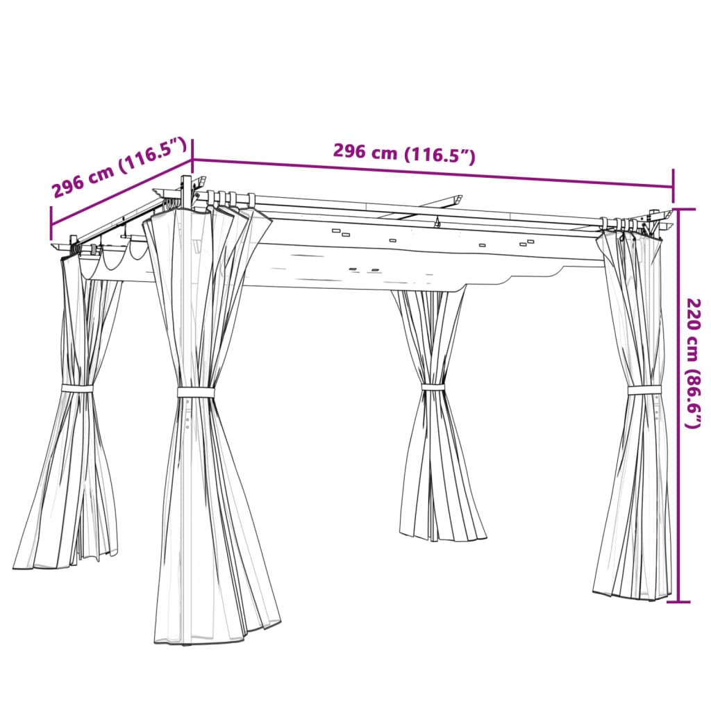 vidaXL Gazebo with Curtains Cream 3x3 m Steel