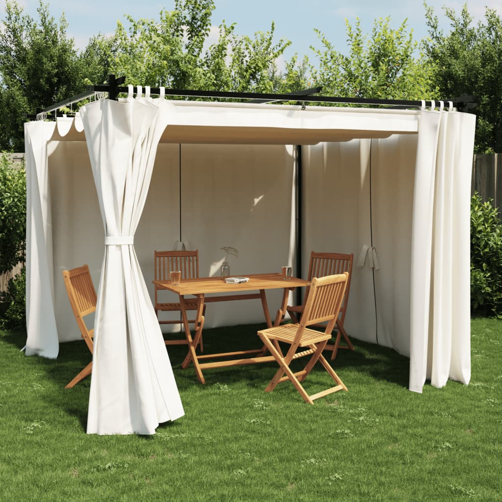 vidaXL Gazebo with Curtains Cream 3x3 m Steel