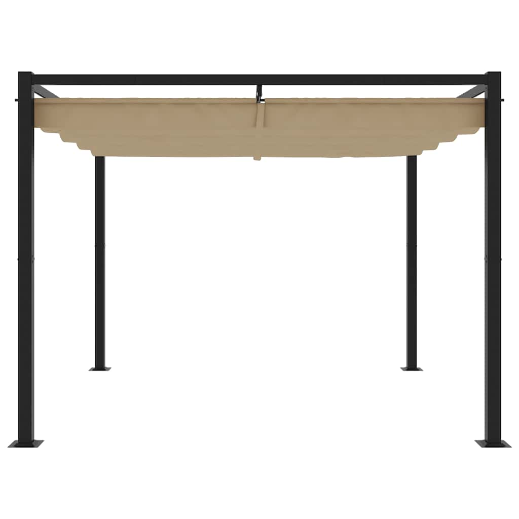 vidaXL Garden Gazebo with Retractable Roof Taupe 3x3 m Steel