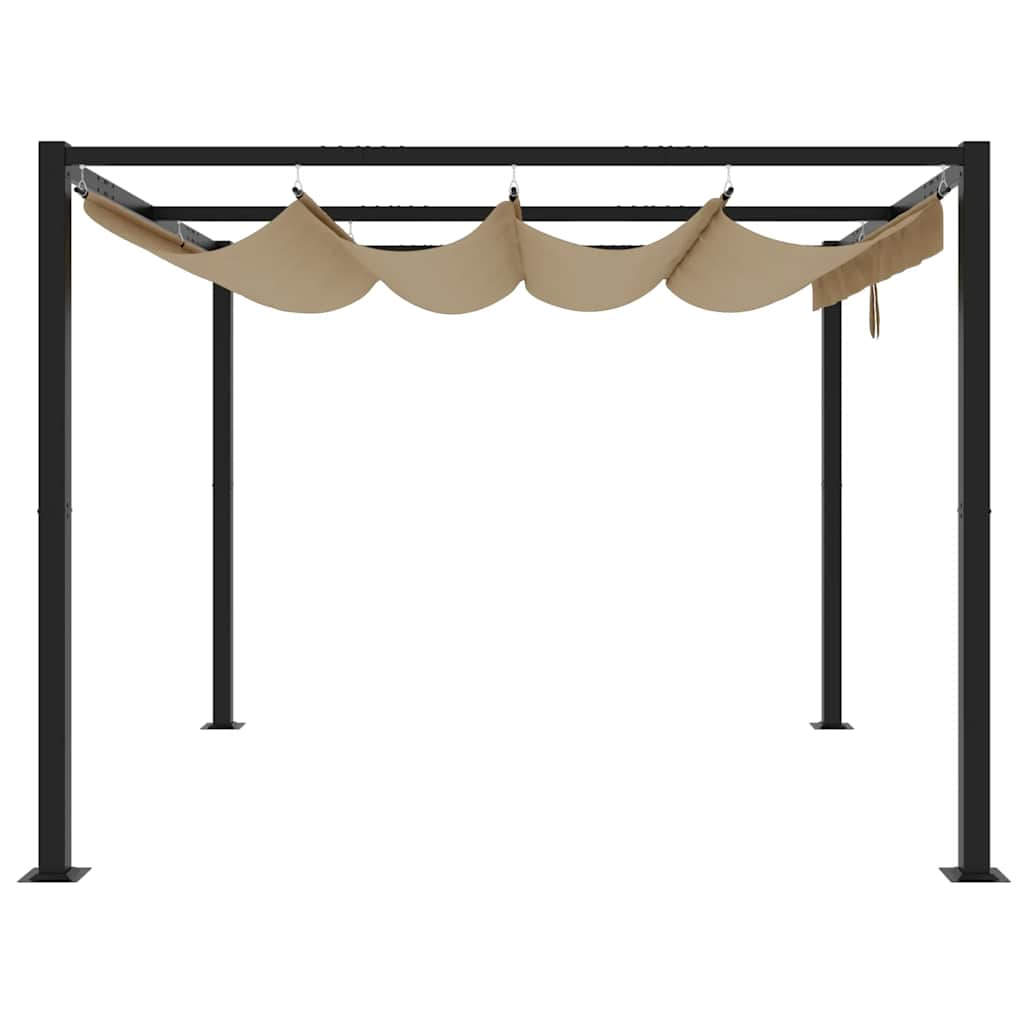 vidaXL Garden Gazebo with Retractable Roof Taupe 3x3 m Steel