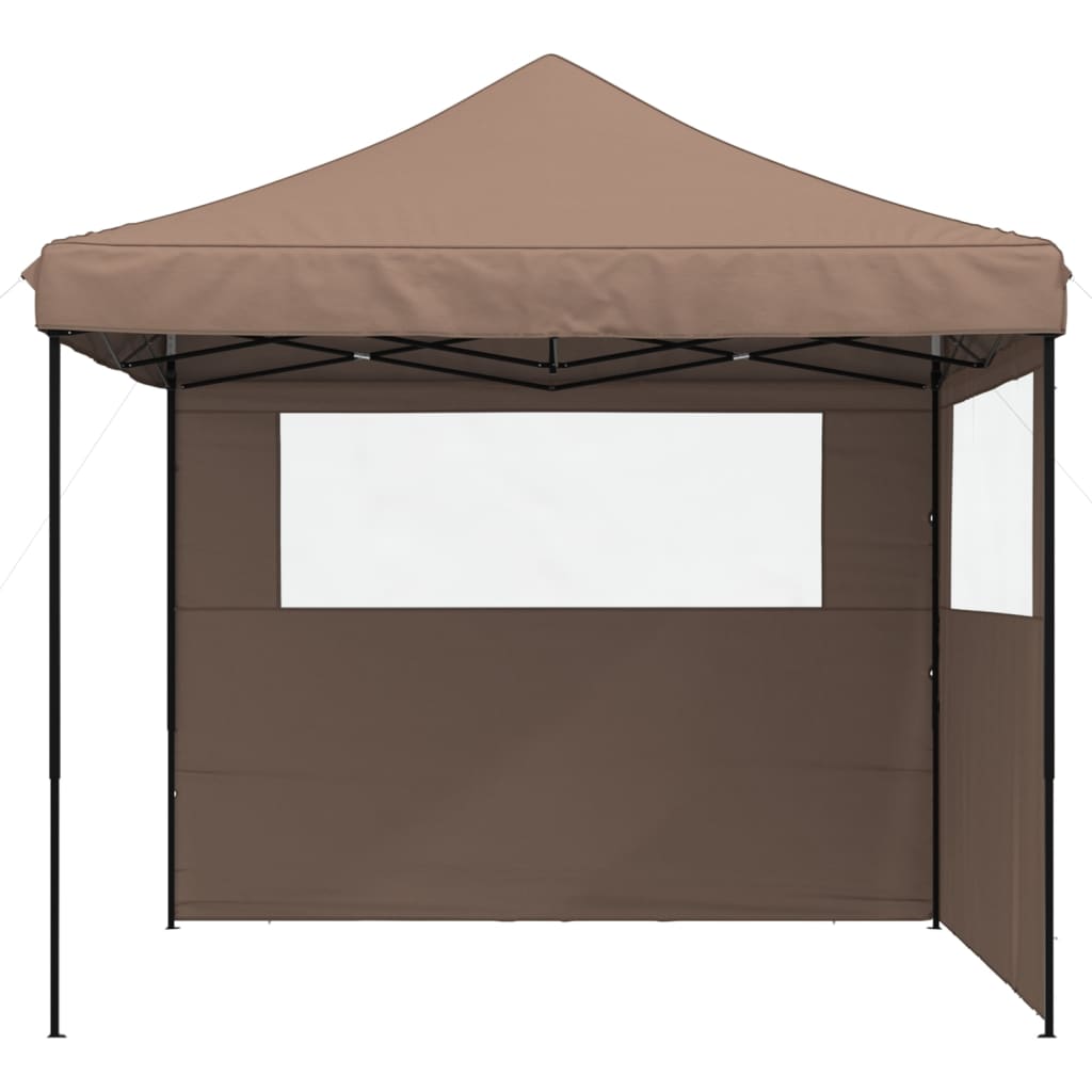 vidaXL Foldable Party Tent Pop-Up with 2 Sidewalls Brown