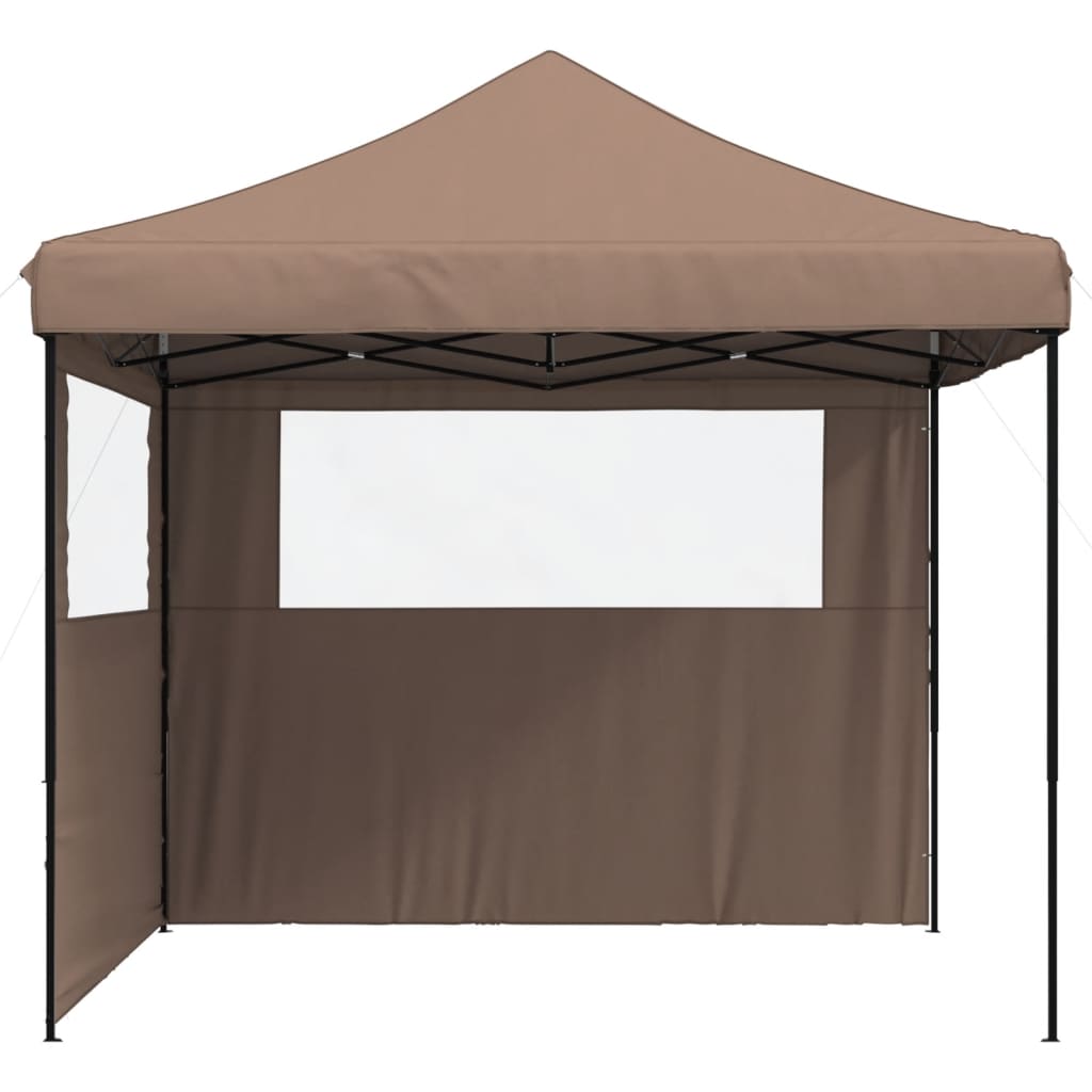 vidaXL Foldable Party Tent Pop-Up with 2 Sidewalls Brown