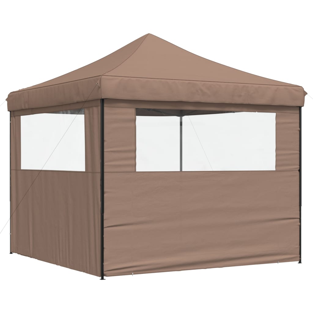 vidaXL Foldable Party Tent Pop-Up with 2 Sidewalls Brown