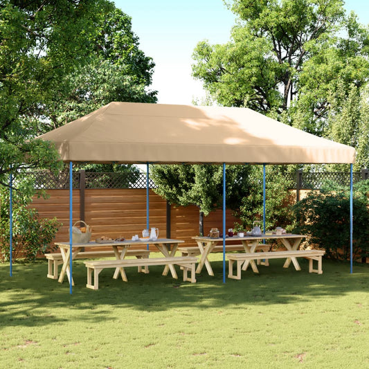 Party Tent Beige with Blue Frame Oxford Fabric