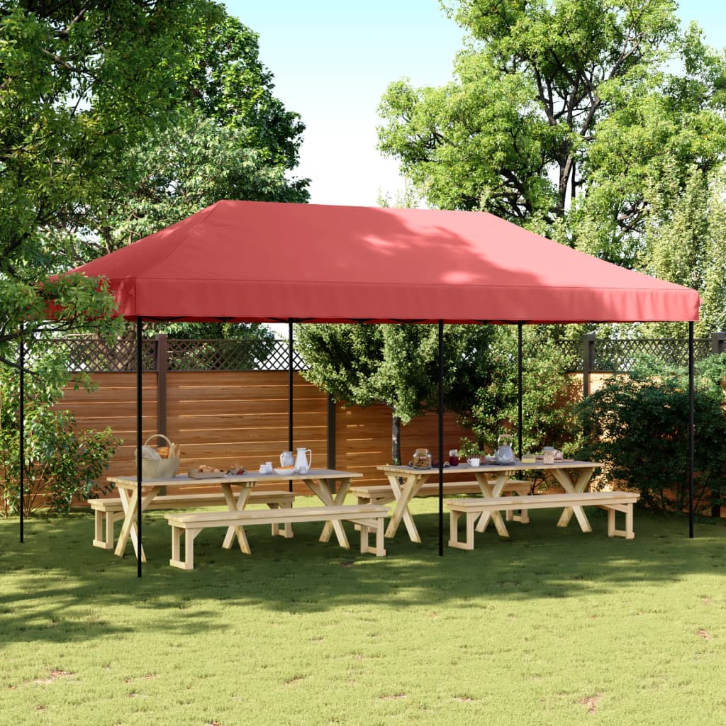 Party Tent Burgundy with Black Frame Oxford Fabric