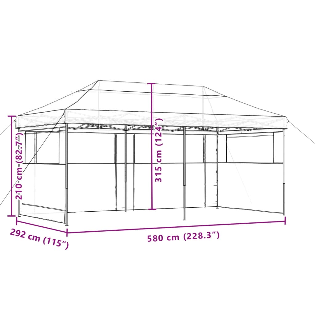 vidaXL Foldable Party Tent Pop-Up with 3 Sidewalls Orange