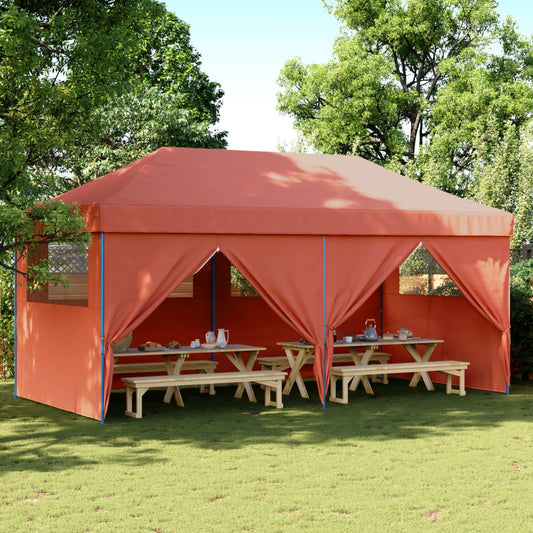 vidaXL Foldable Party Tent Pop-Up with 4 Sidewalls Terracotta