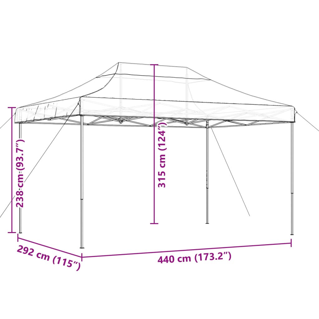 Foldable Party Tent Pop-Up Terracotta 440x292x315 cm