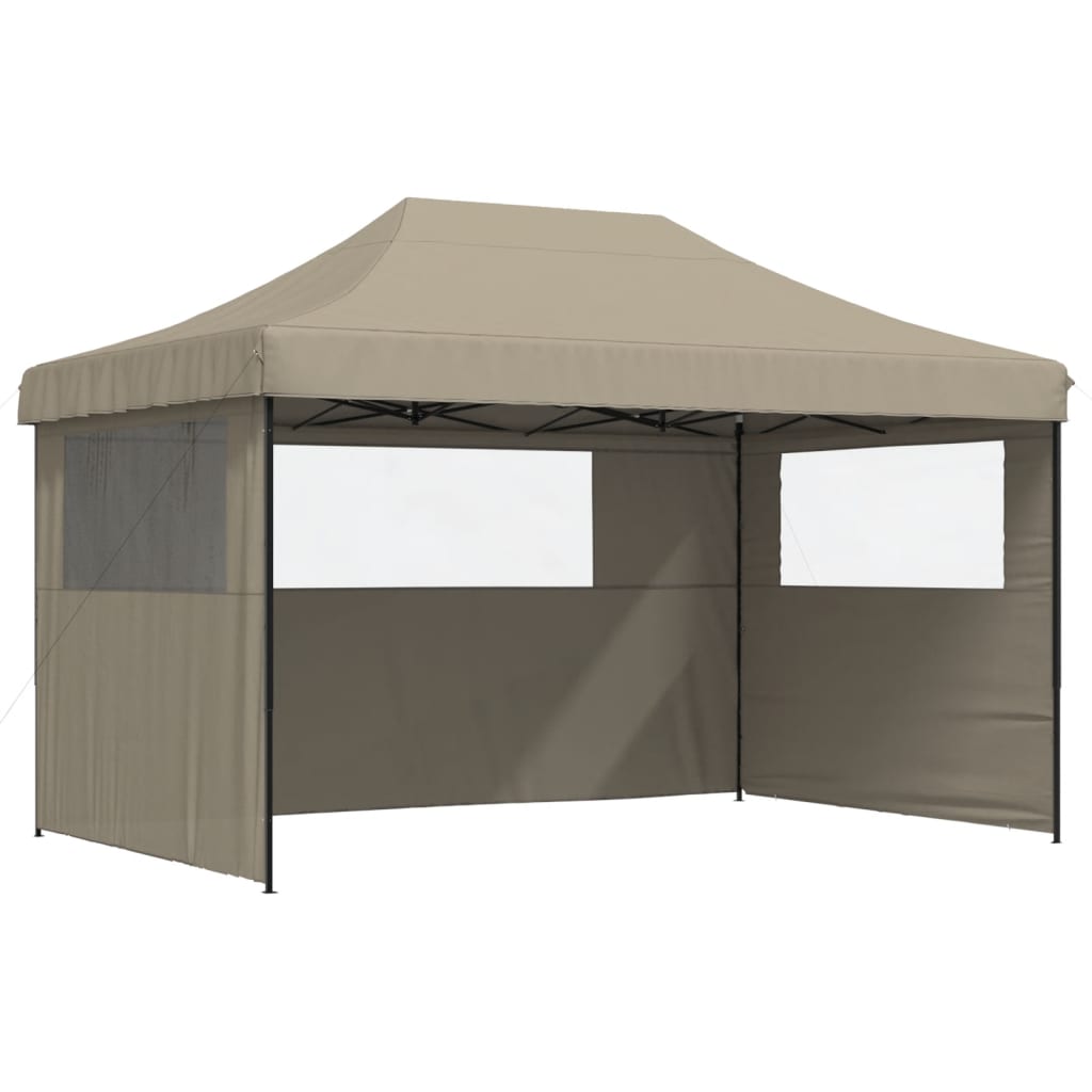 vidaXL Foldable Party Tent Pop-Up with 3 Sidewalls Taupe