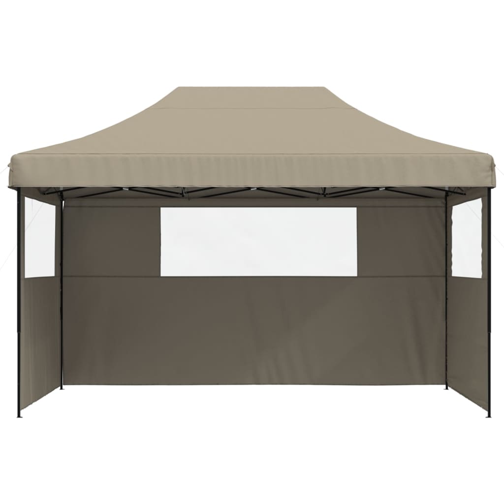 vidaXL Foldable Party Tent Pop-Up with 3 Sidewalls Taupe