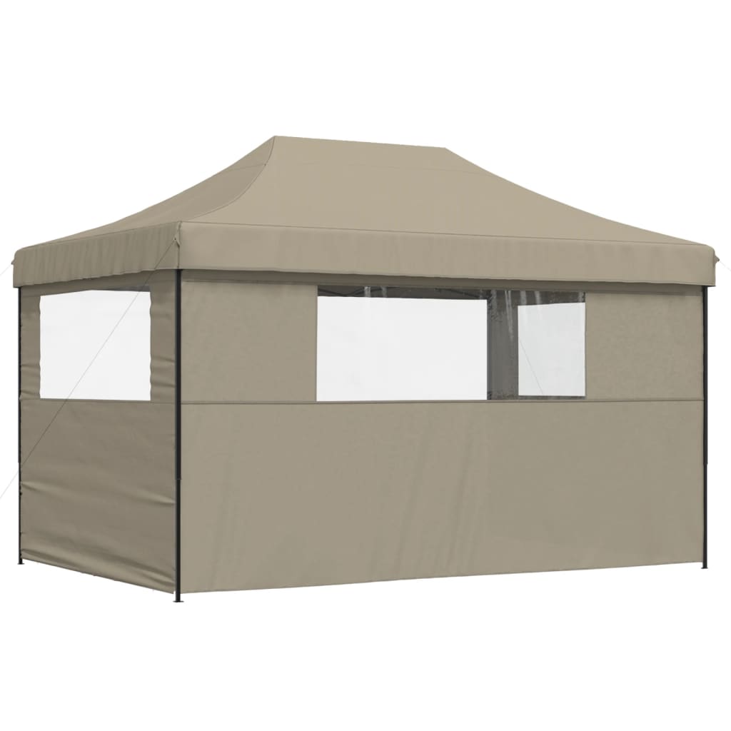 vidaXL Foldable Party Tent Pop-Up with 3 Sidewalls Taupe