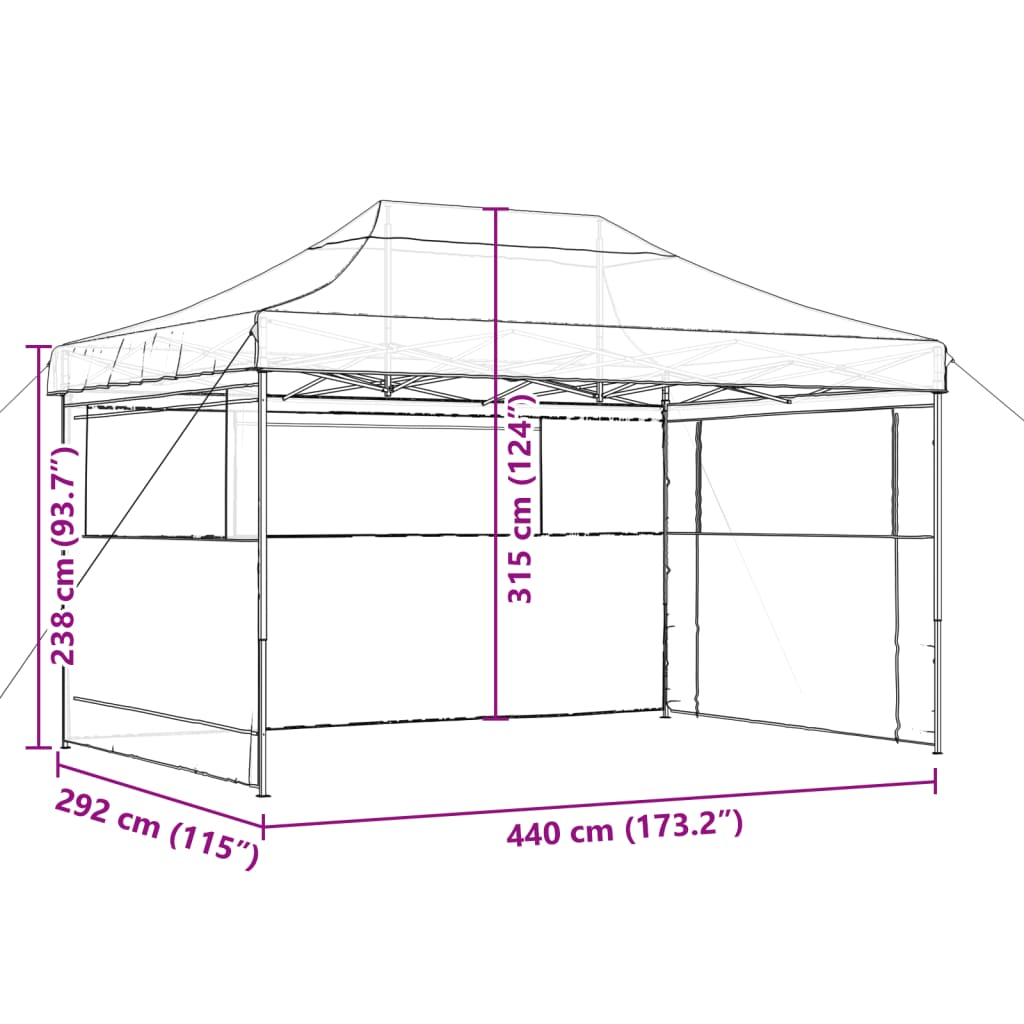 vidaXL Foldable Party Tent Pop-Up with 3 Sidewalls Taupe