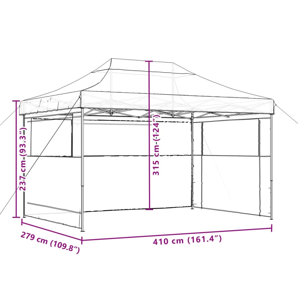 vidaXL Foldable Party Tent Pop-Up with 3 Sidewalls Green