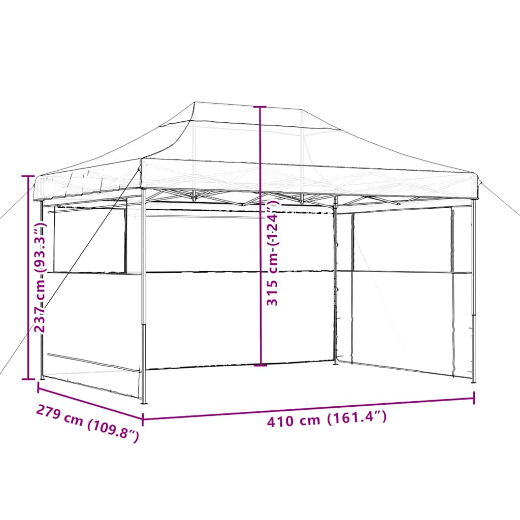 Foldable Party Tent Pop-Up with 3 Sidewalls Black