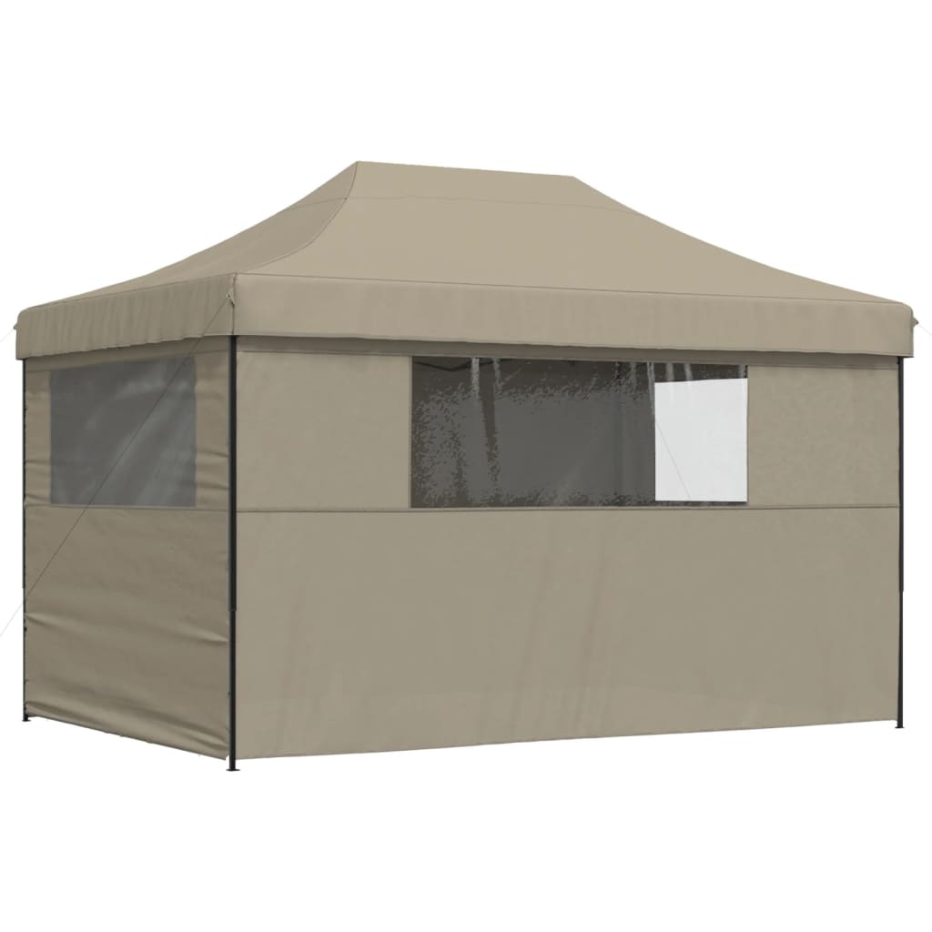 vidaXL Foldable Party Tent Pop-Up with 4 Sidewalls Taupe