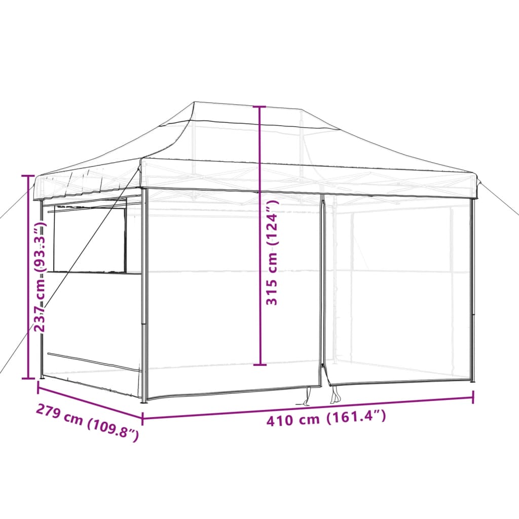 vidaXL Foldable Party Tent Pop-Up with 4 Sidewalls Taupe