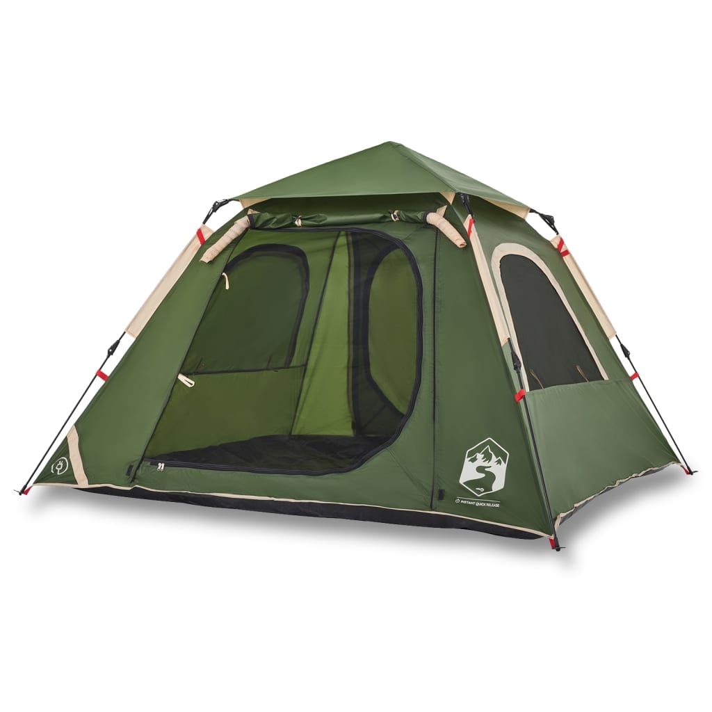 vidaXL Camping Tent Dome 4-Person Green Quick Release