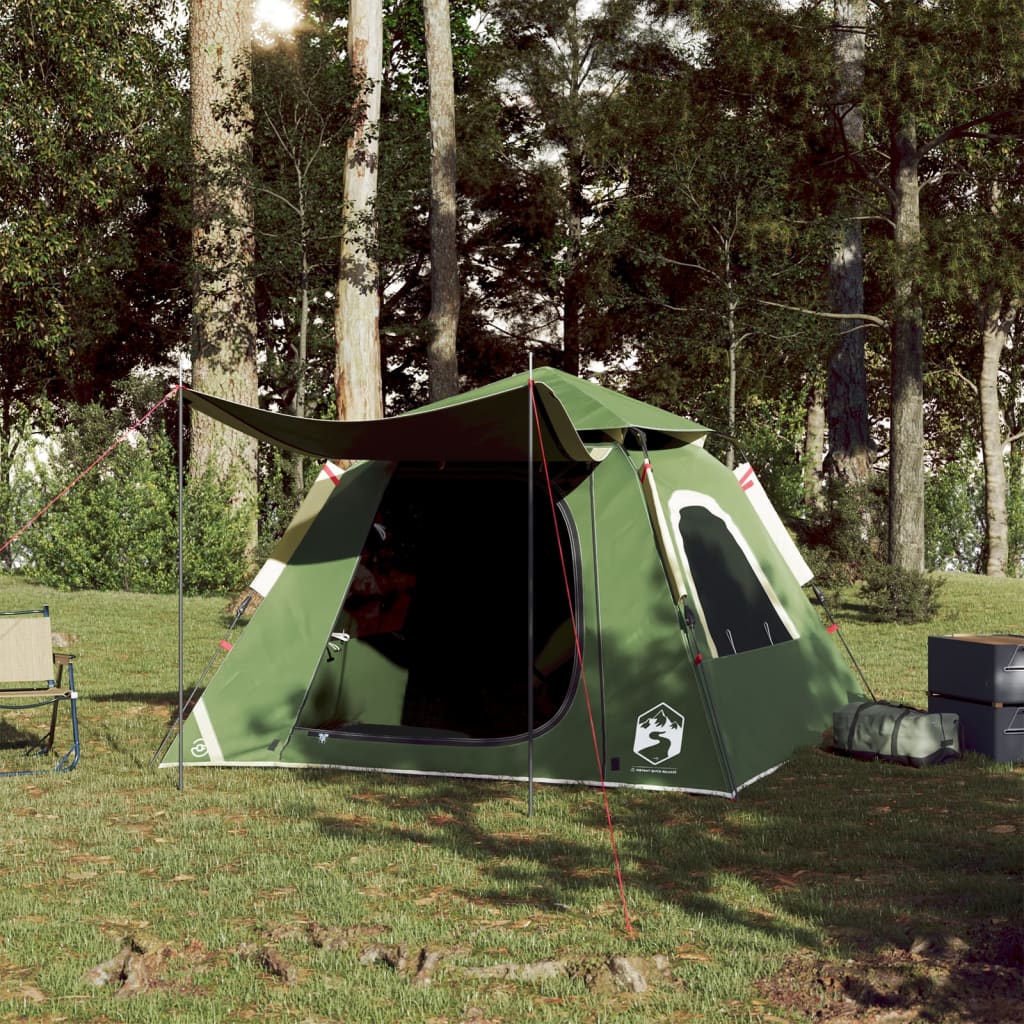 vidaXL Camping Tent Dome 4-Person Green Quick Release