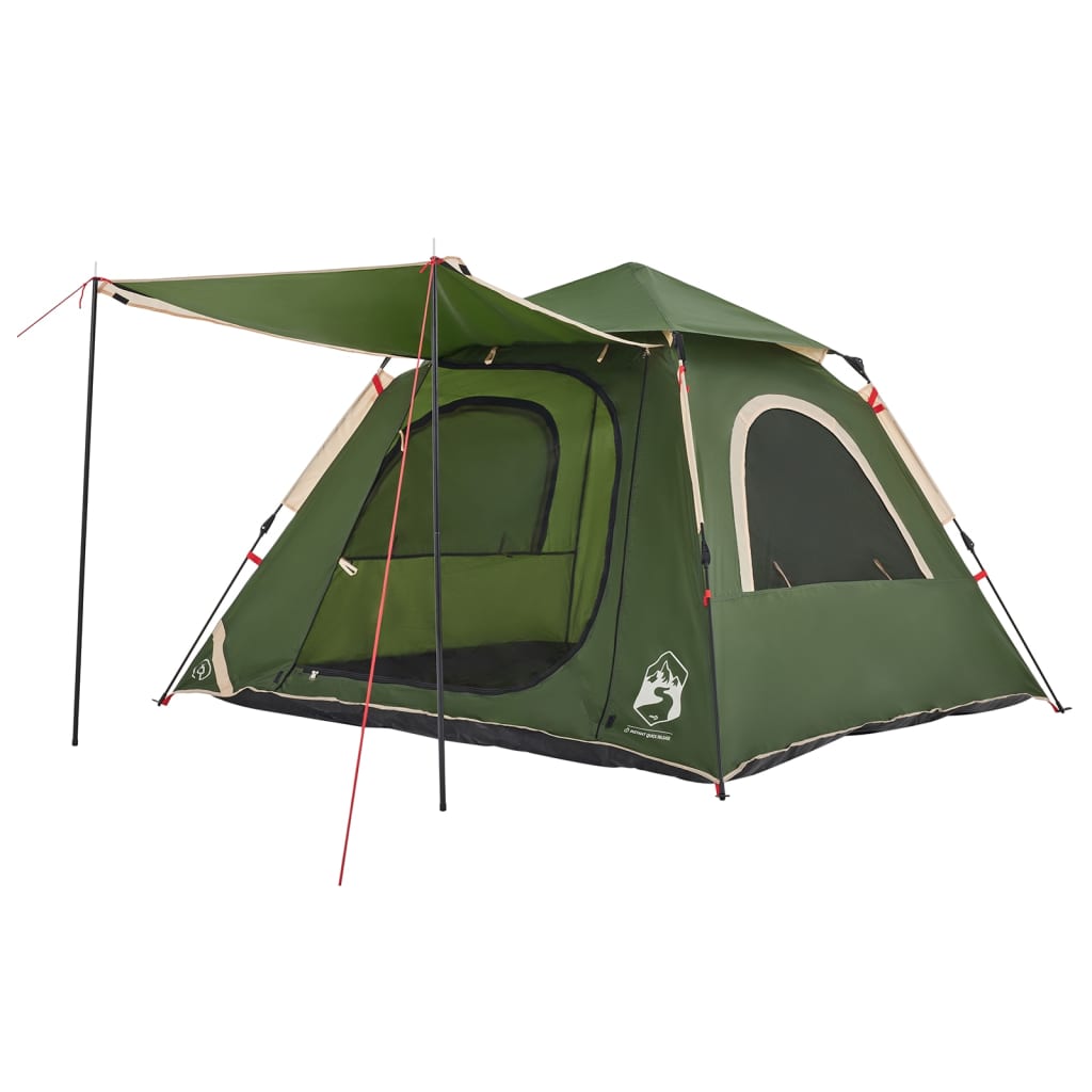 vidaXL Camping Tent Dome 4-Person Green Quick Release