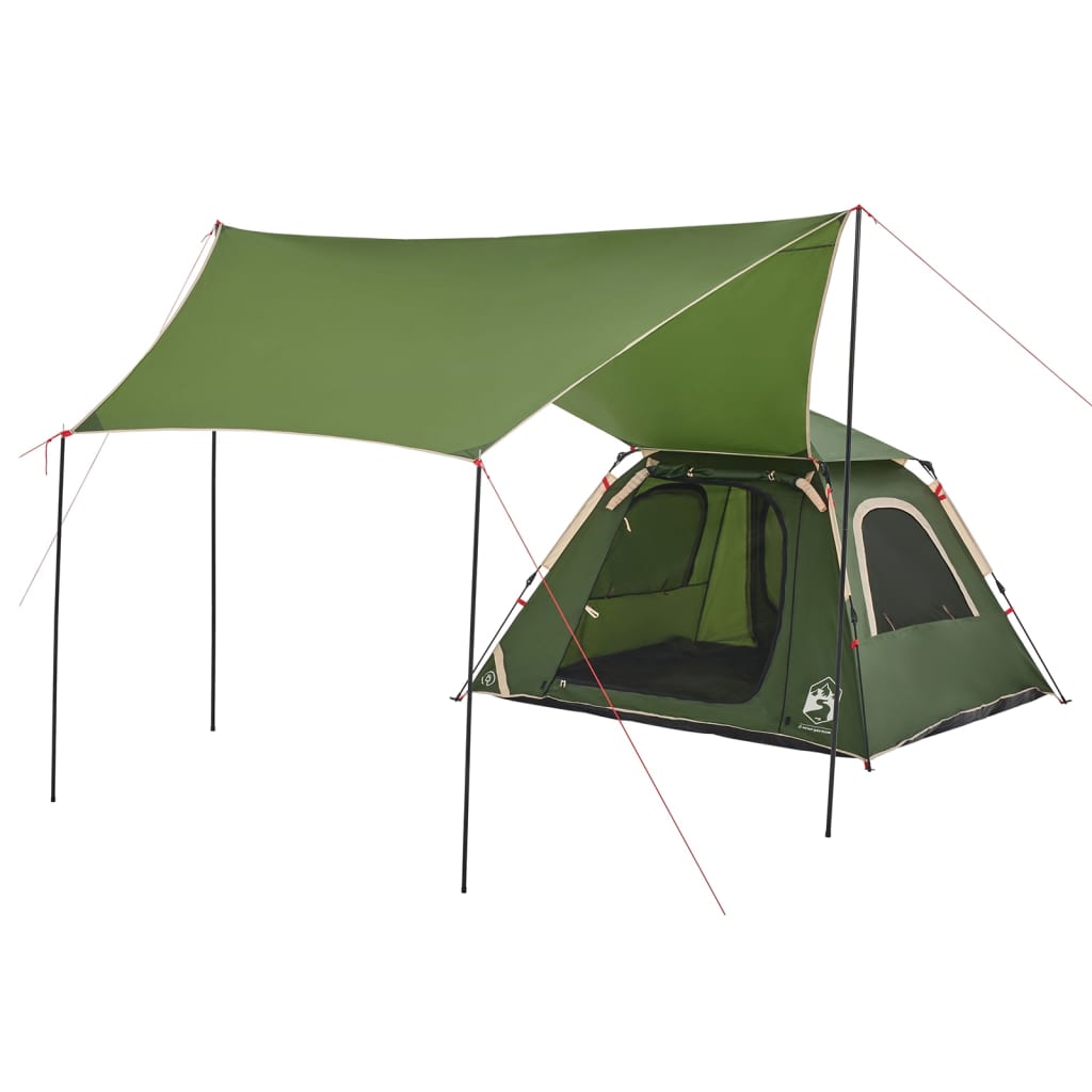 vidaXL Camping Tent Dome 4-Person Green Quick Release