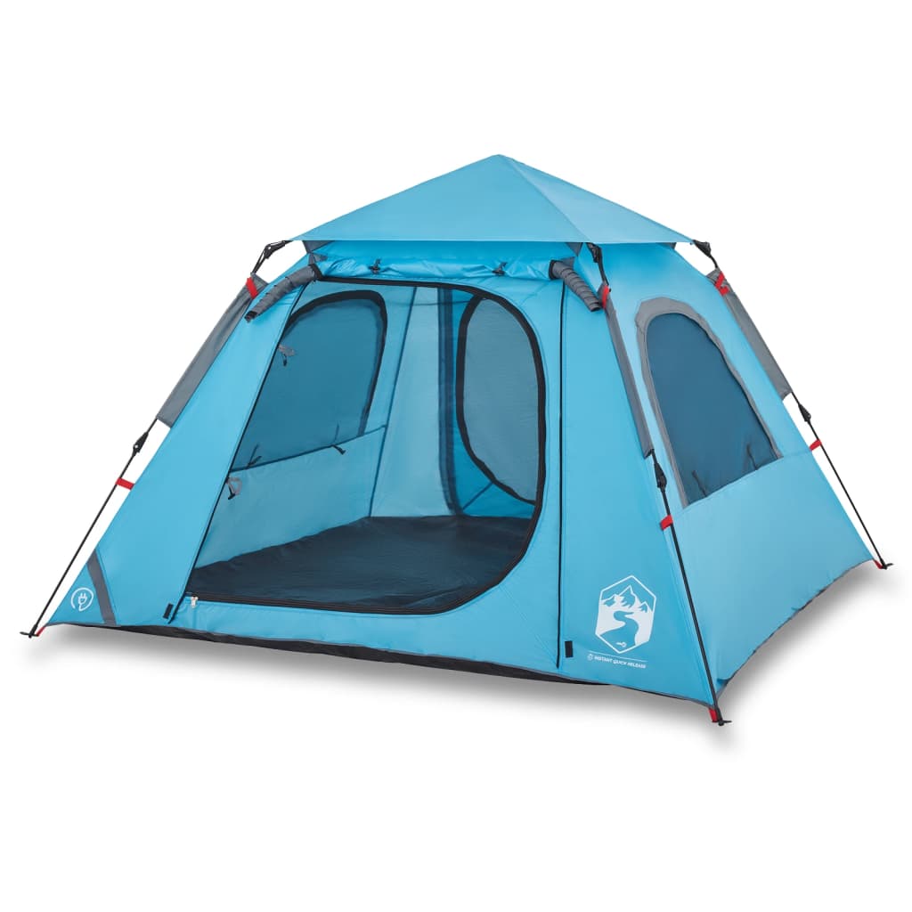 vidaXL Camping Tent Dome 4-Person Blue Quick Release