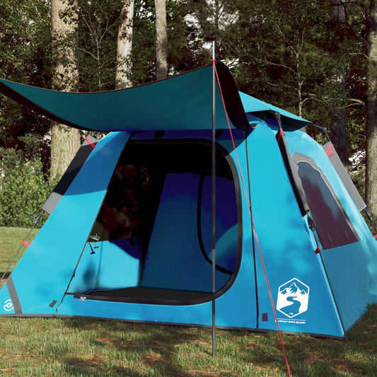 vidaXL Camping Tent Dome 4-Person Blue Quick Release