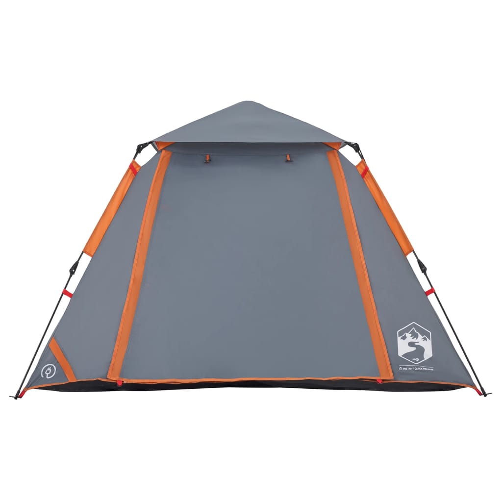 vidaXL Camping Tent Dome 4-Person Grey and Orange Quick Release