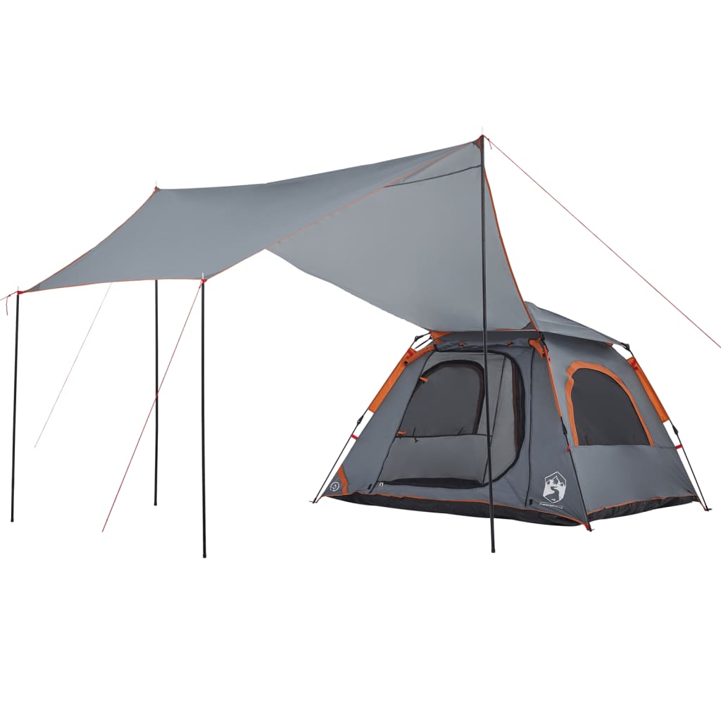 vidaXL Camping Tent Dome 4-Person Grey and Orange Quick Release