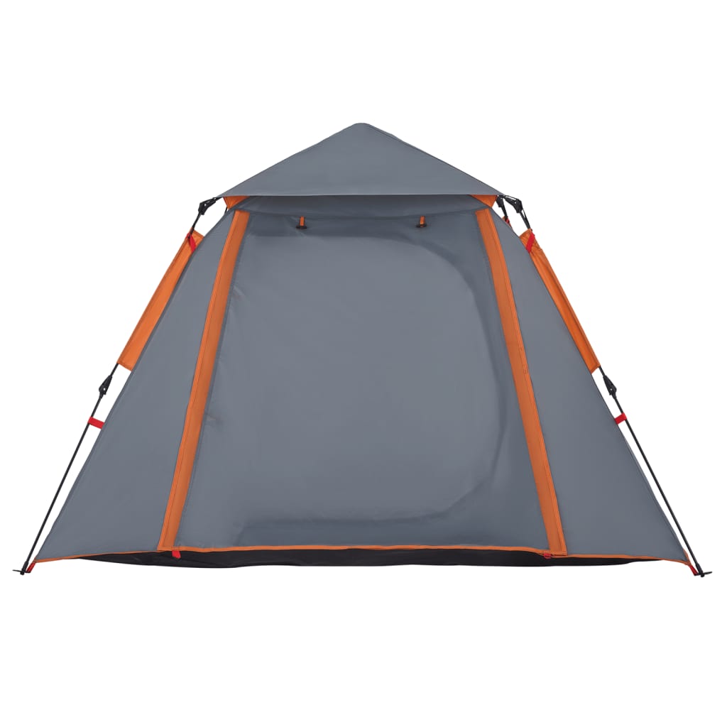 vidaXL Camping Tent Dome 4-Person Grey and Orange Quick Release