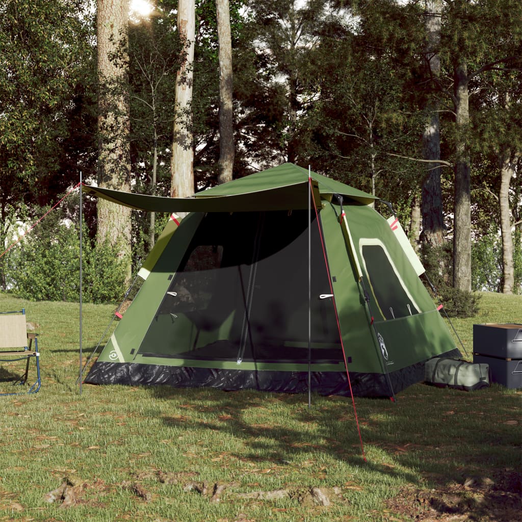 vidaXL Camping Tent Dome 5-Person Green Quick Release