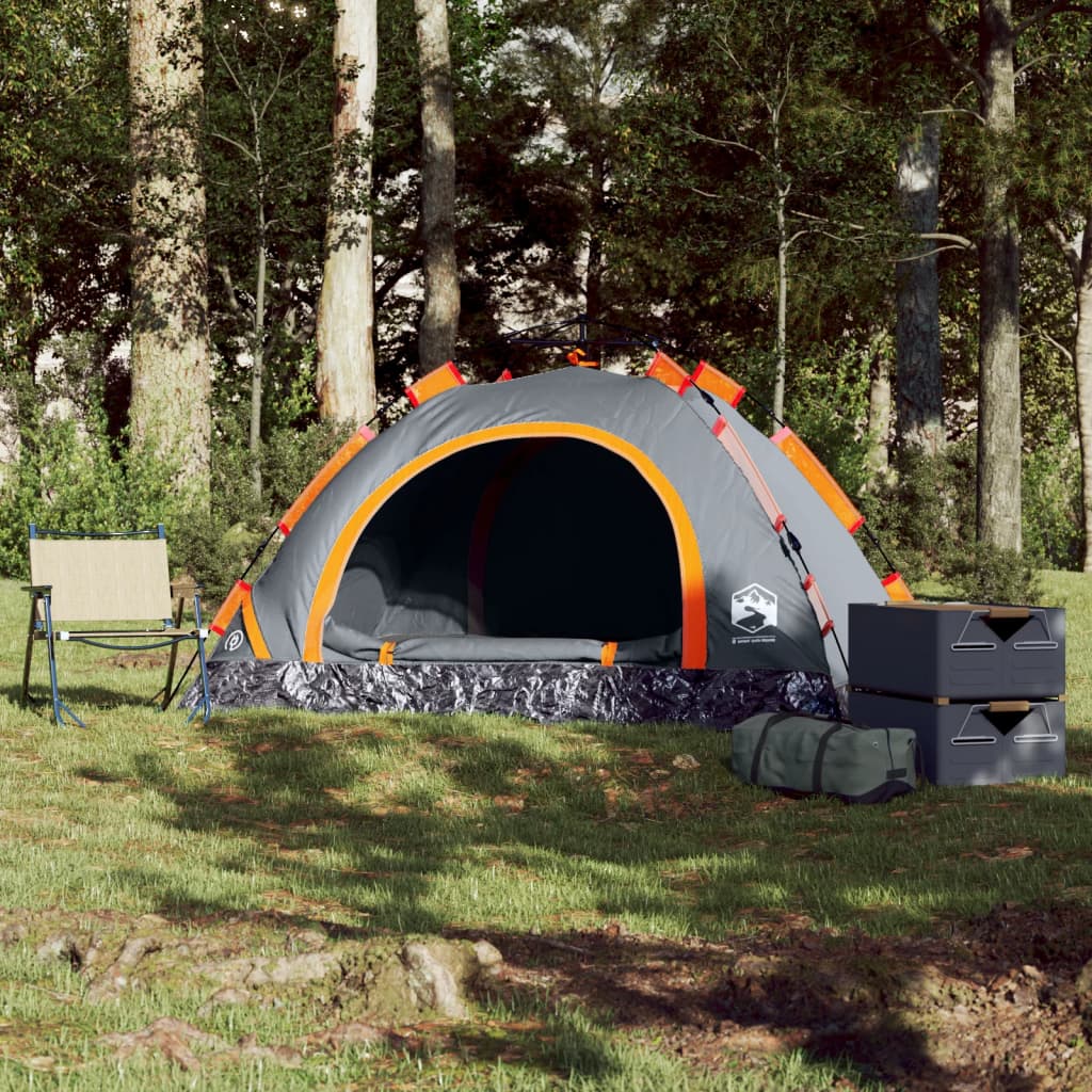 vidaXL Camping Tent 2-Person Grey and Orange Quick Release