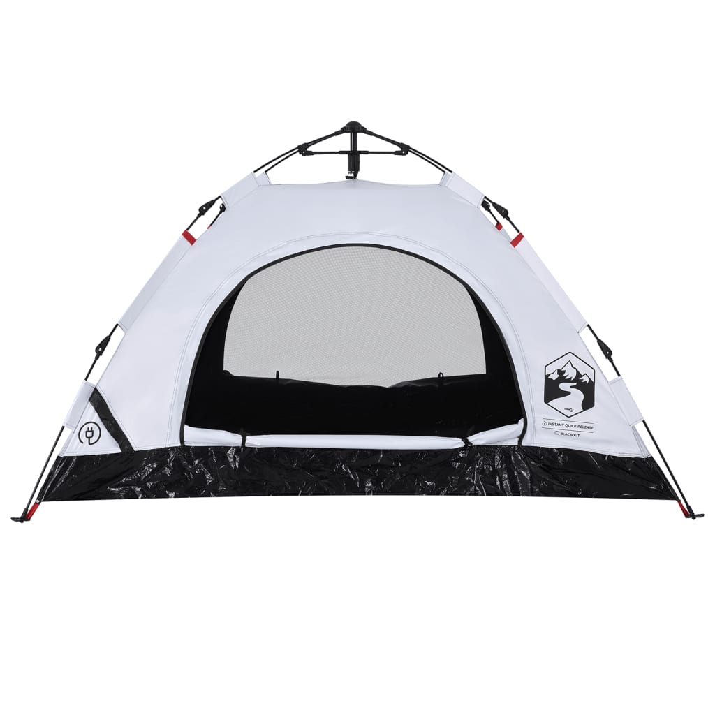 vidaXL Camping Tent 2-Person White Blackout Fabric Quick Release