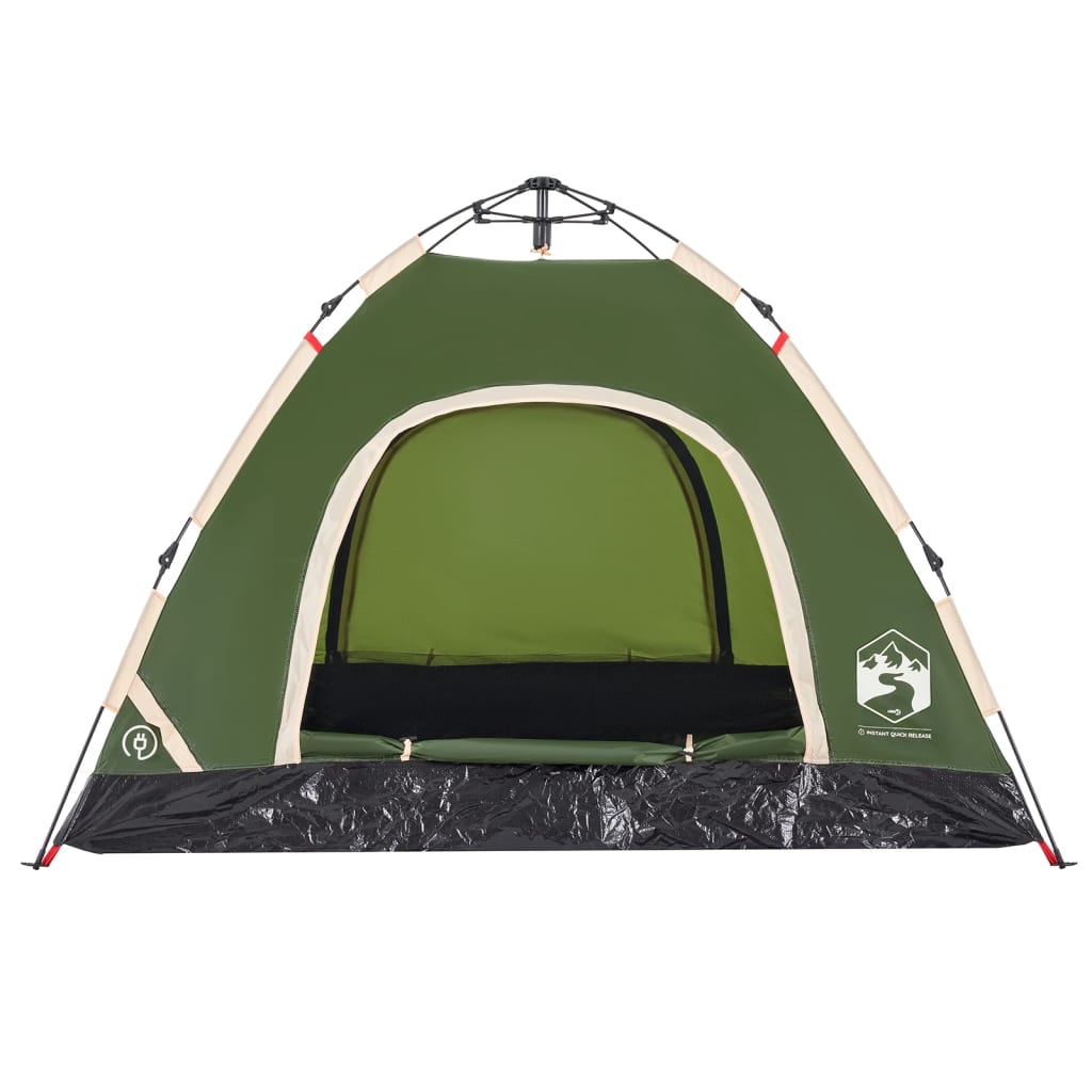 vidaXL Camping Tent 3-Person Green Quick Release