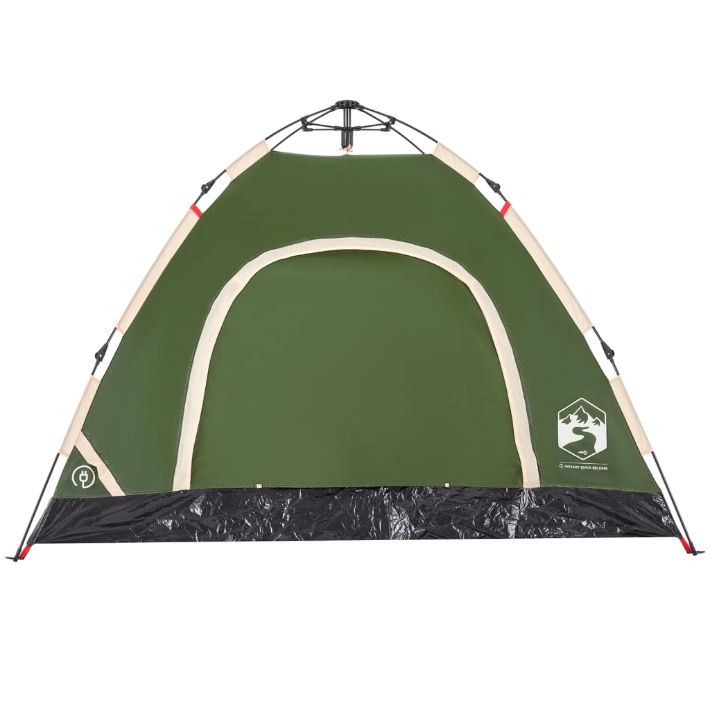 vidaXL Camping Tent 3-Person Green Quick Release