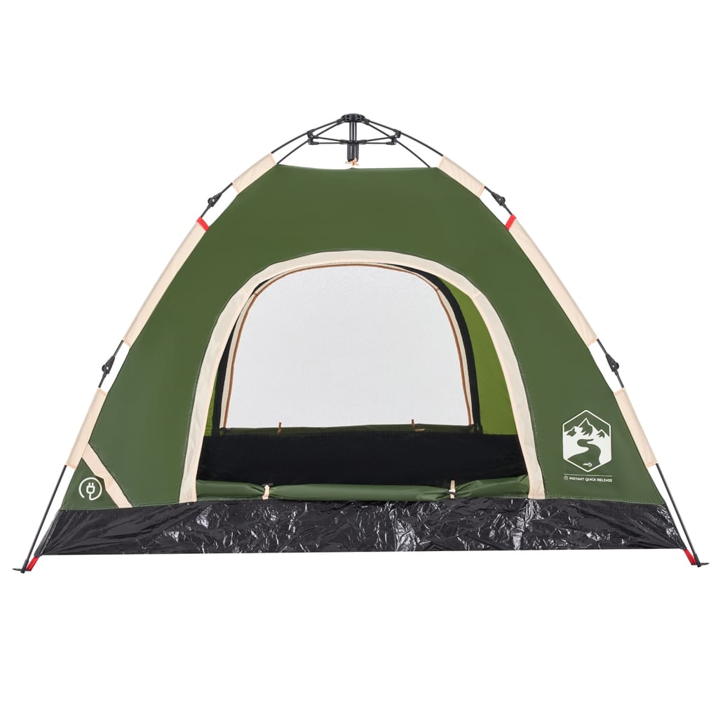 vidaXL Camping Tent 3-Person Green Quick Release