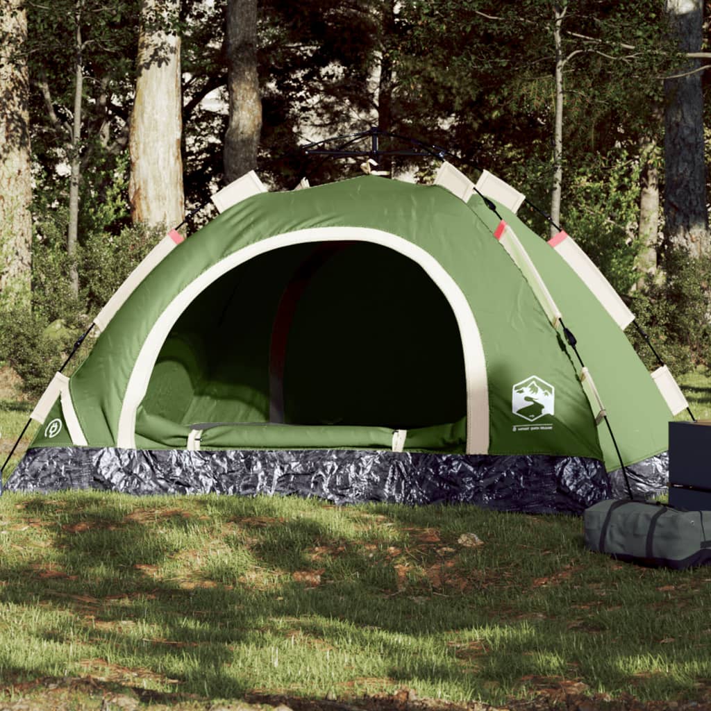 vidaXL Camping Tent 3-Person Green Quick Release