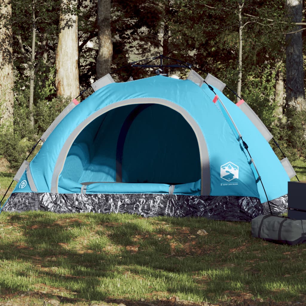 vidaXL Camping Tent 3-Person Blue Quick Release