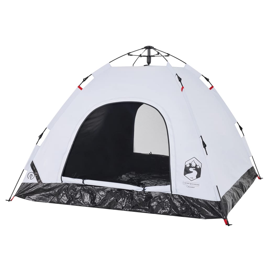 vidaXL Camping Tent 3-Person White Blackout Fabric Quick Release