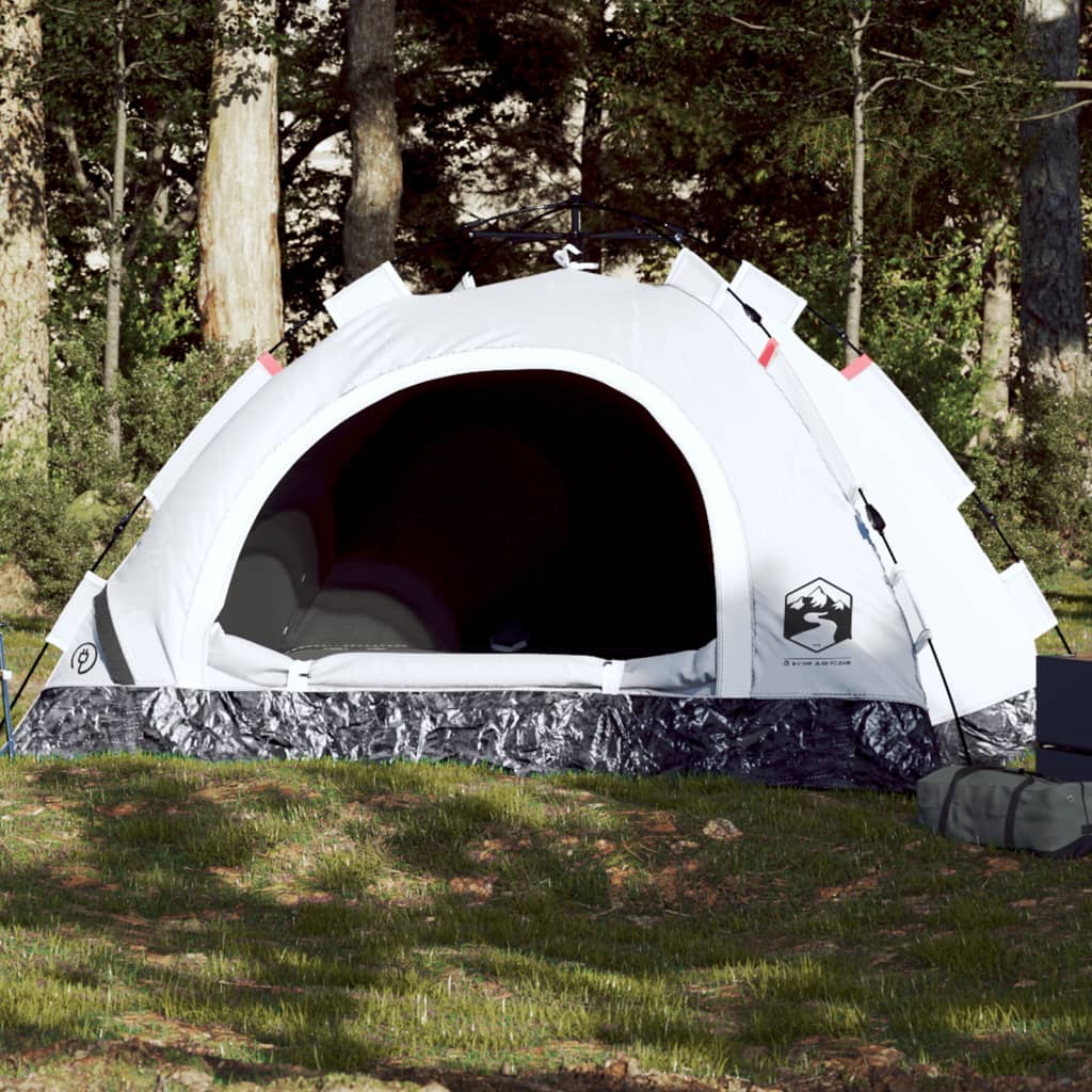 vidaXL Camping Tent 3-Person White Blackout Fabric Quick Release