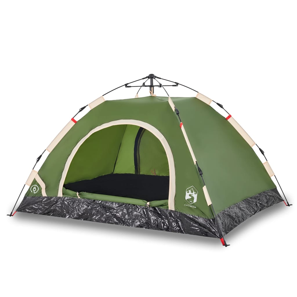 vidaXL Camping Tent 4-Person Green Quick Release