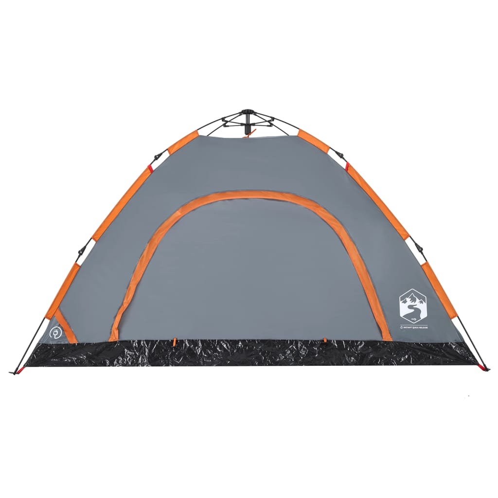 vidaXL Camping Tent 4-Person Grey and Orange Quick Release