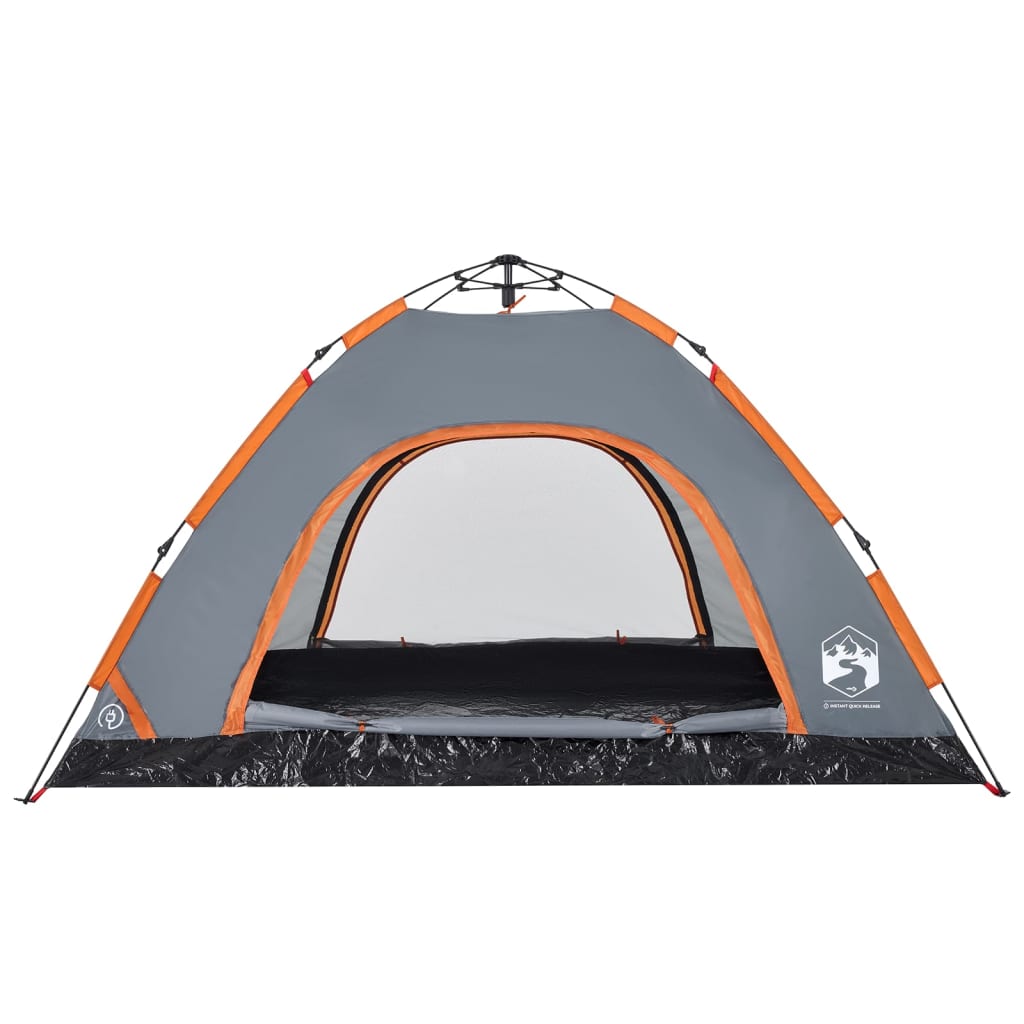 vidaXL Camping Tent 4-Person Grey and Orange Quick Release