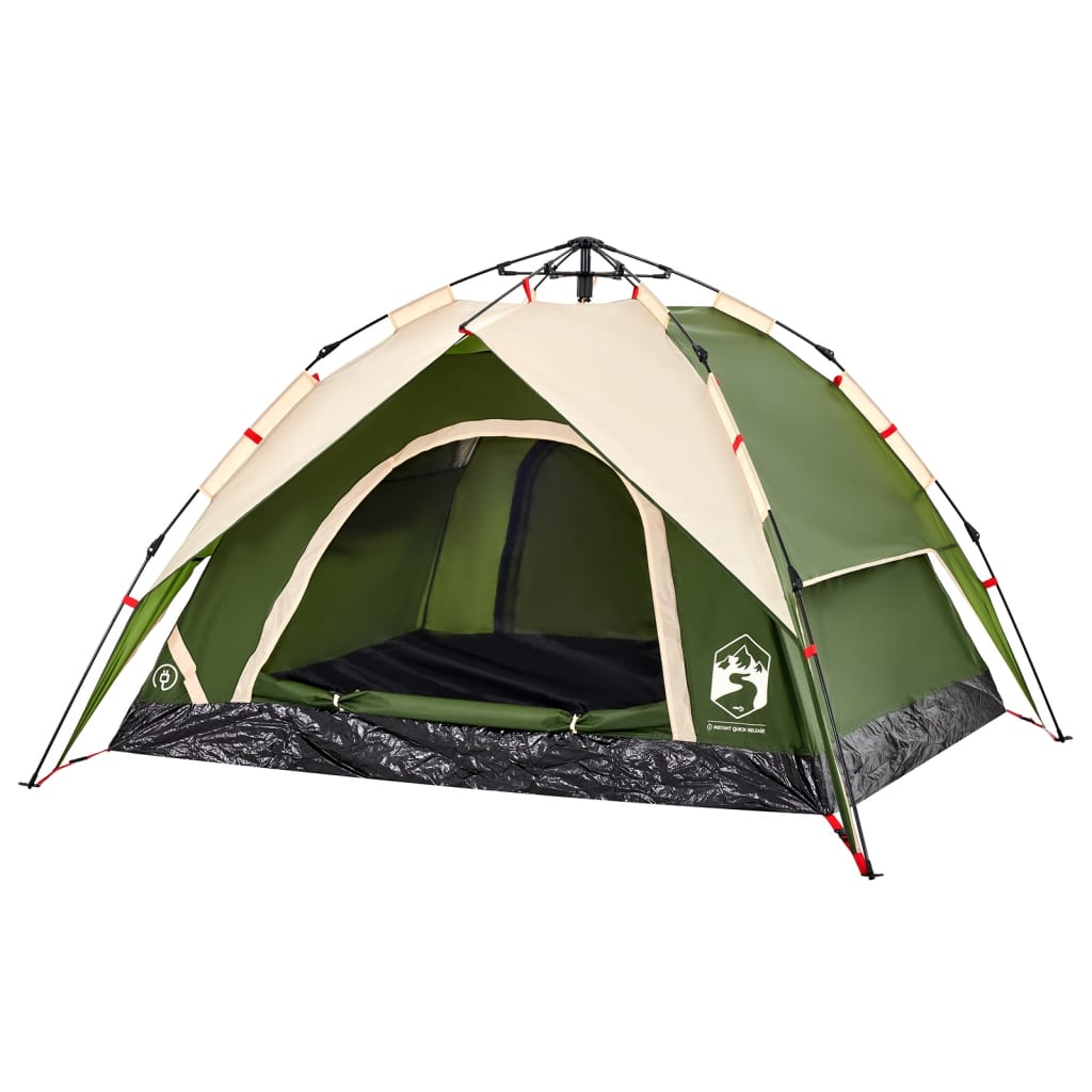 vidaXL Camping Tent Dome 3-Person Green Quick Release