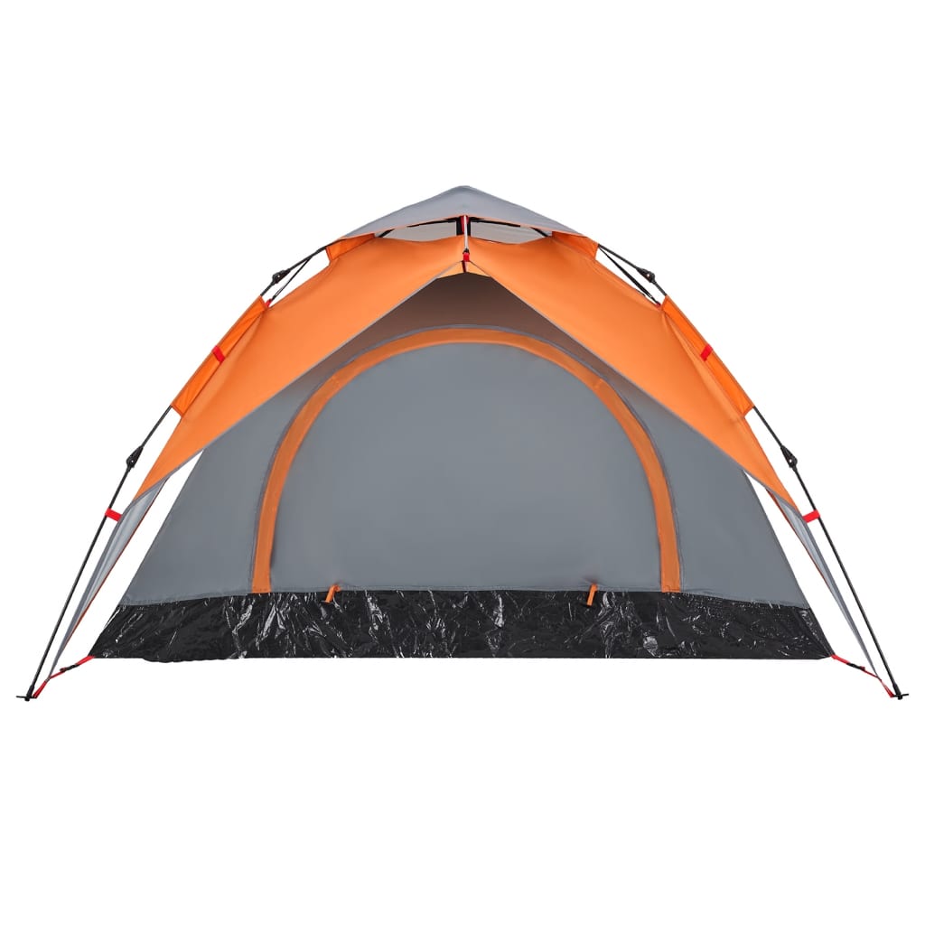 vidaXL Camping Tent Dome 3-Person Grey and Orange Quick Release