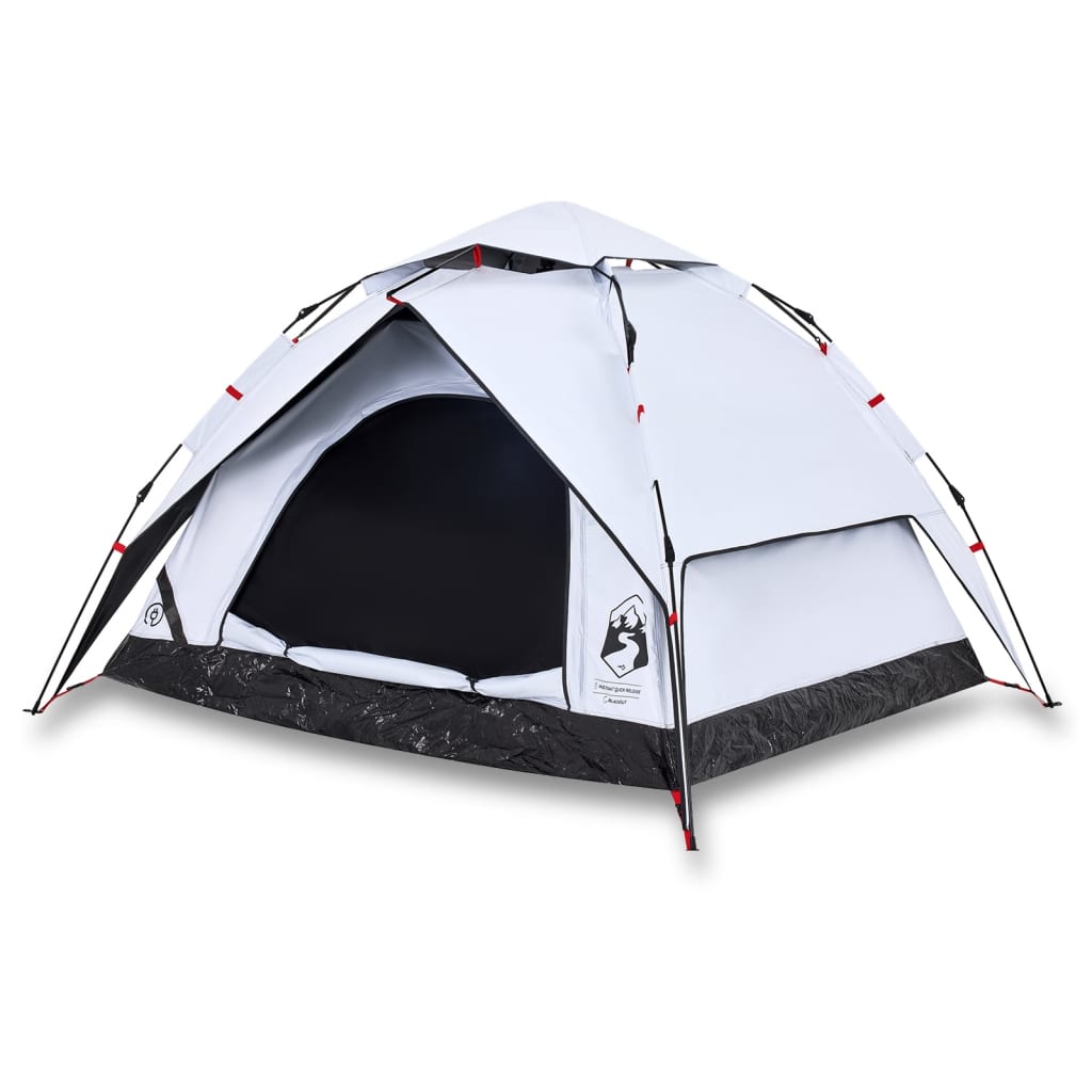 vidaXL Camping Tent Dome 3-Person White Blackout Fabric Quick Release